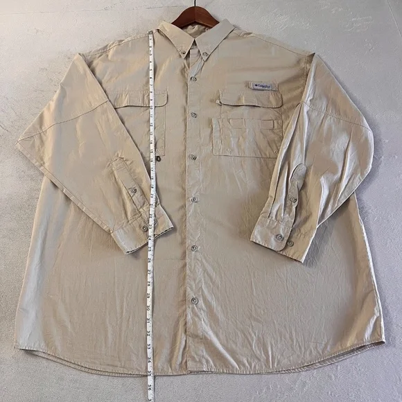 Columbia Men's PFG Sportswear Khaki Button Down Shirt Fishing Lightweight Sz 2XL - Picture 9 of 11